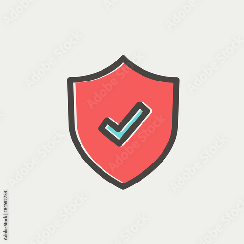 Shield with check mark thin line icon