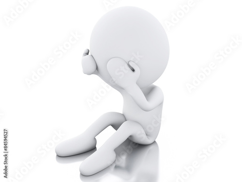 3d white people sad
