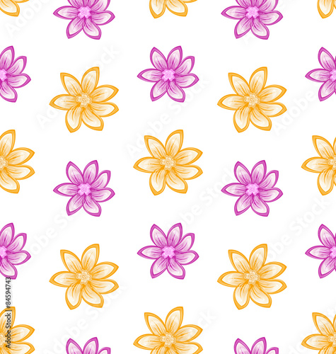 Summer Seamless Pattern with Colorful Flowers © -=MadDog=-