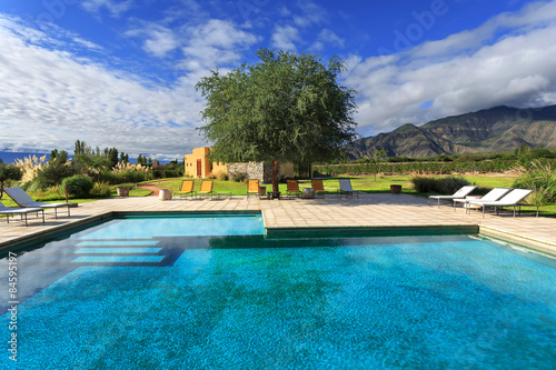 Swimming pool in the vineyard and in Cafayate  northern Argentin