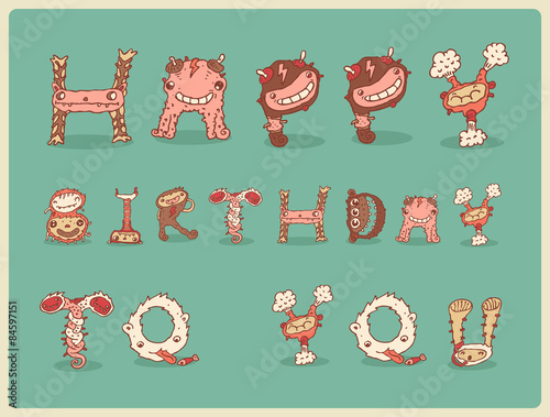Happy Birthday Card Postcard Freaky Funny Cute