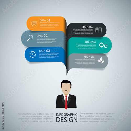 Modern infographic business speech template style. Vector illust