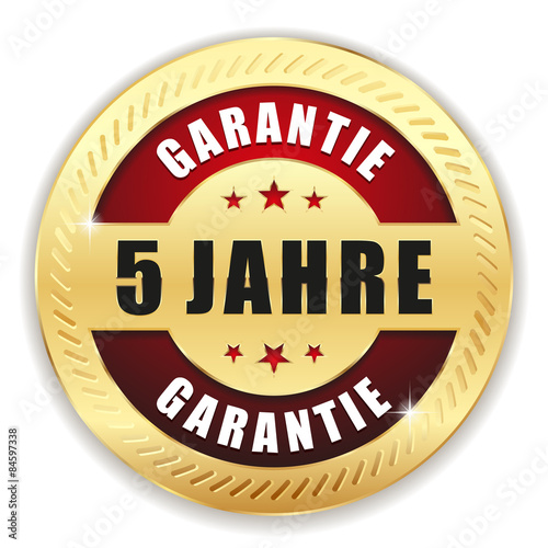 Gold 5 Jahre Garantie Siegel auf weißem Hintergrund