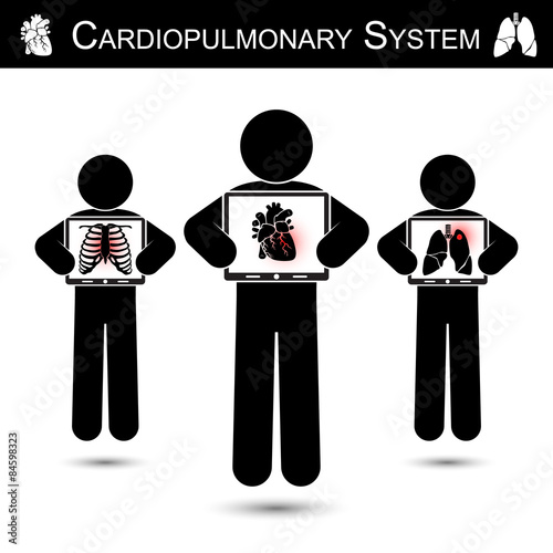 Cardiopulmonary System .  Human hold monitor screen and show imaging