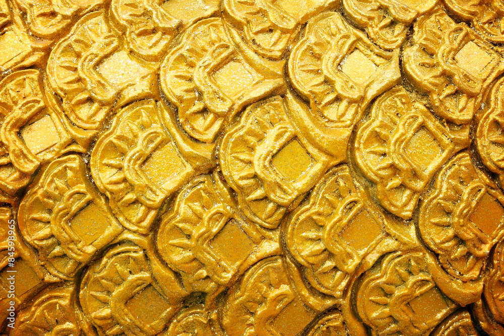 Gold thai art stucco wall,Thai temple