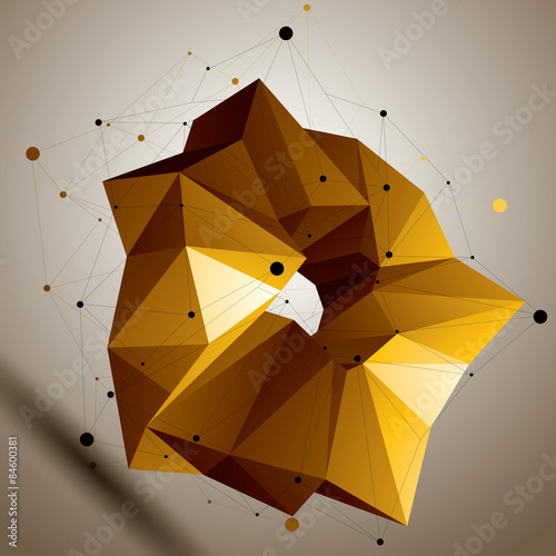 Asymmetric 3D abstract bright object, colorful geometric spatial
