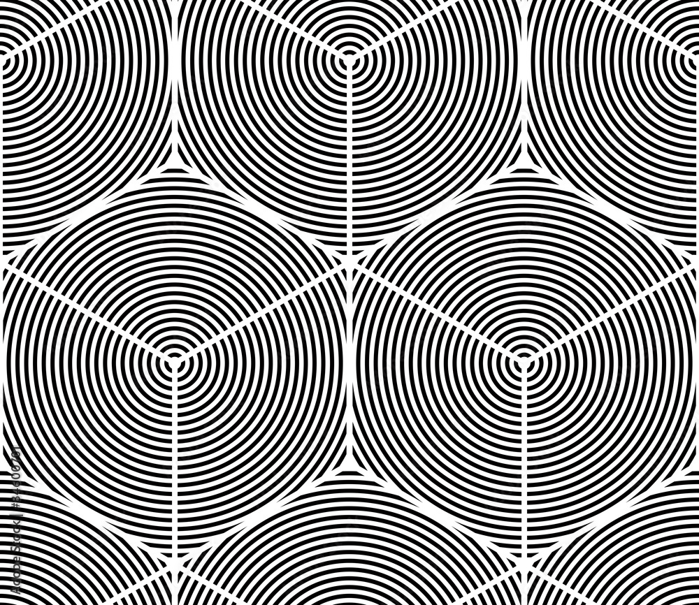 Geometric seamless pattern, endless black and white vector regul