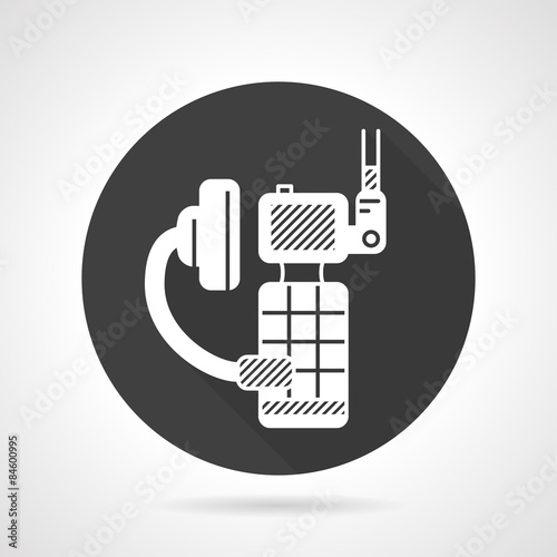 Portable radio kit black round vector icon