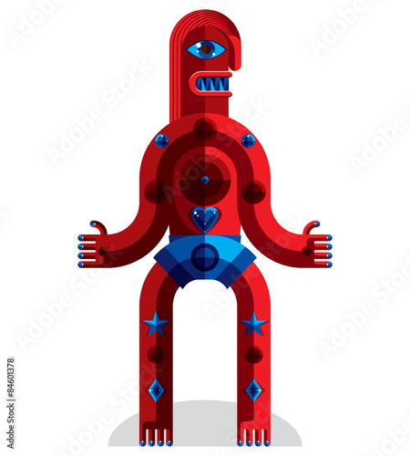 Vector illustration of bizarre modernistic avatar, cubism theme