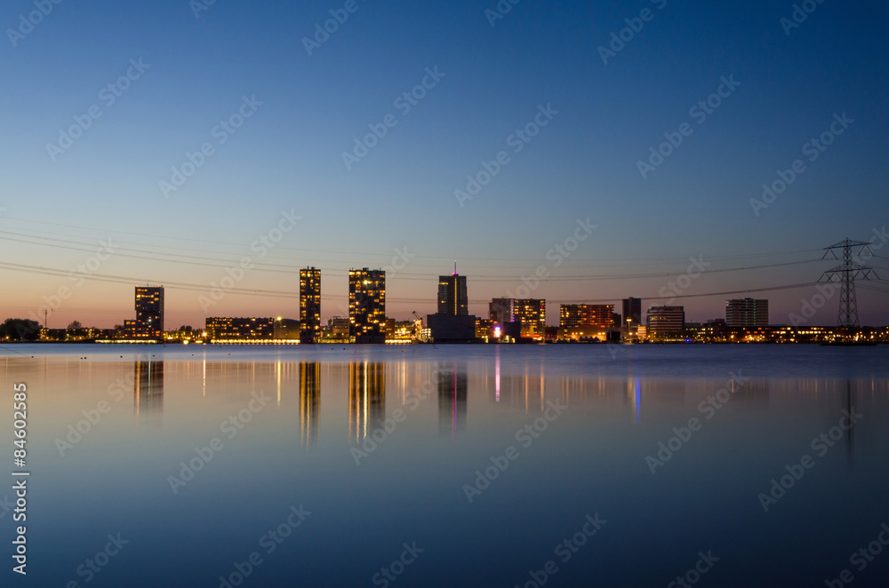 skyline of the modern city center of Almere