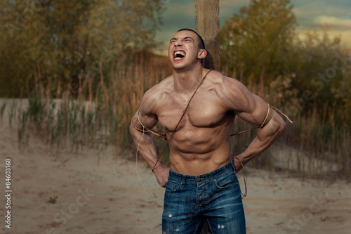 Fototapeta Man shouts.