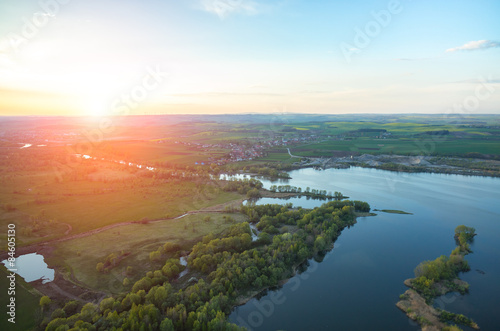 Fototapeta Naklejka Na Ścianę i Meble -  Aerial view on a sunset