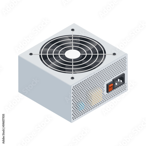 Power supply isometric detailed icon