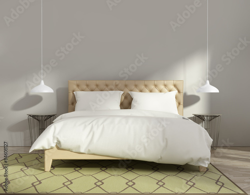 Contemporary elegant luxury leather buttoned bedroom photo