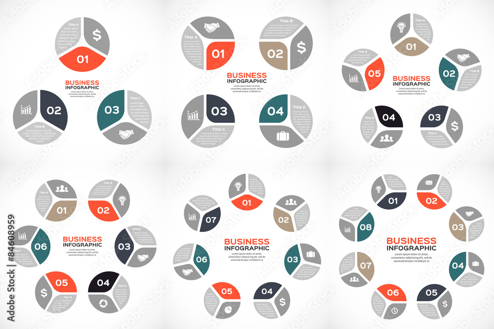 Vector circle infographics set Template for cycle diagram, graph