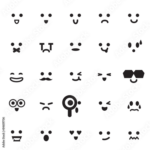 Vector icons of smiley faces