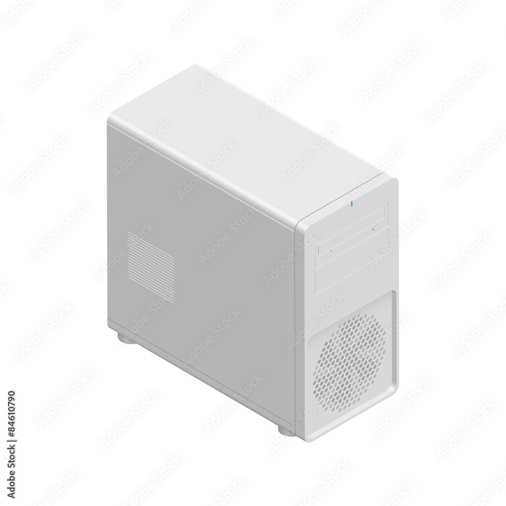 Computer chassis detailed isometric icon Computer chassis detailed isometric icon