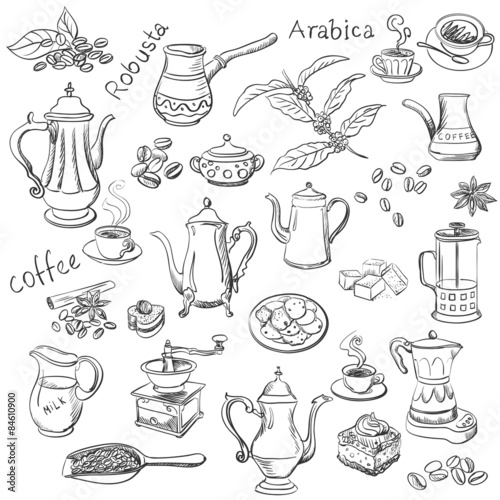 coffee collection - hand drawn illustration