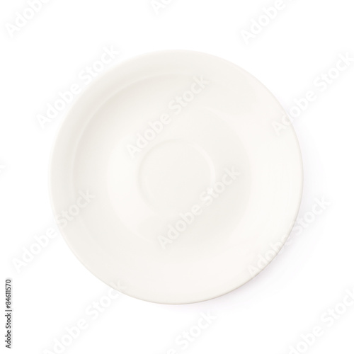 Small white ceramic plate isolated