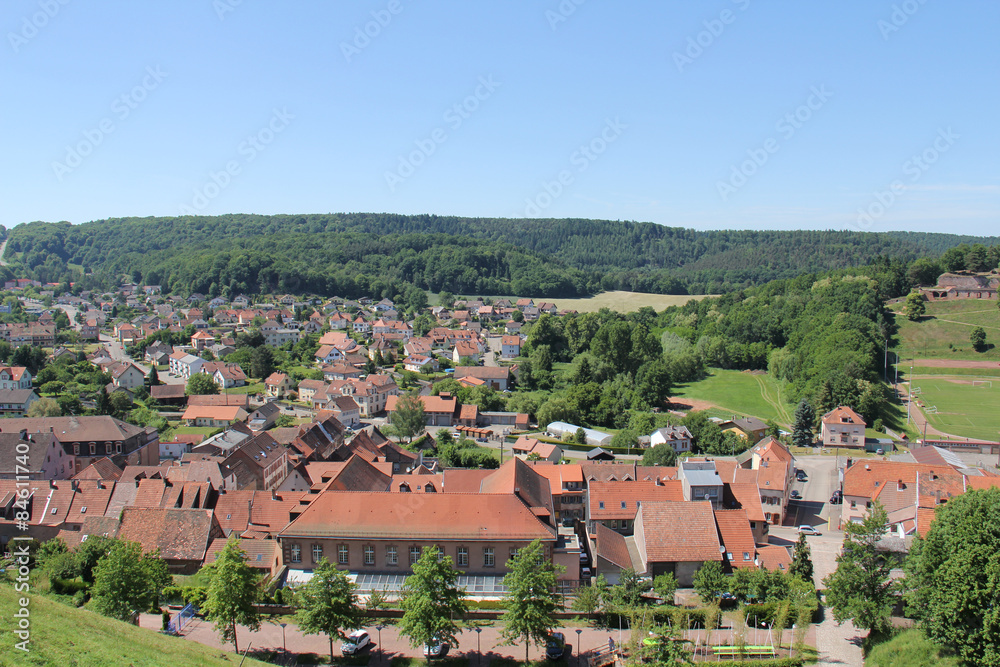 Vu panoramique sur la ville de Bitche Lorraine France

