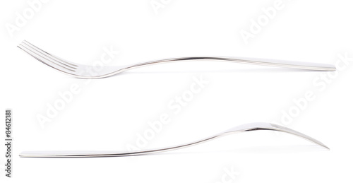 Stainless steel glossy metal fork isolated