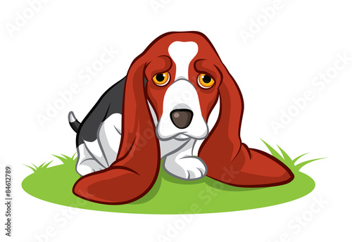 Illustration of little puppy with big brown ears