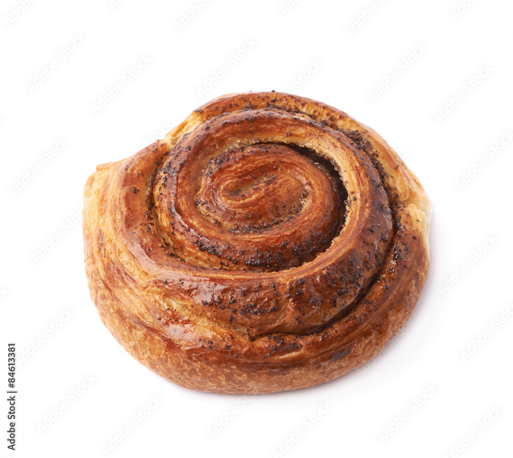 Fototapeta premium Sweet cinnamon bun roll isolated
