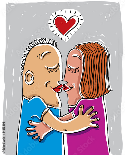 Happy family couple kissing, human relationships idea. Love and
