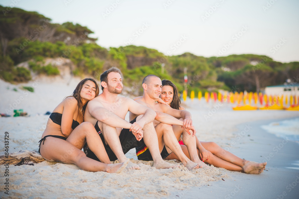 group of young multiethnic friends beach summer group of young multiethnic friends beach summer