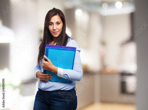 happy young-woman with files