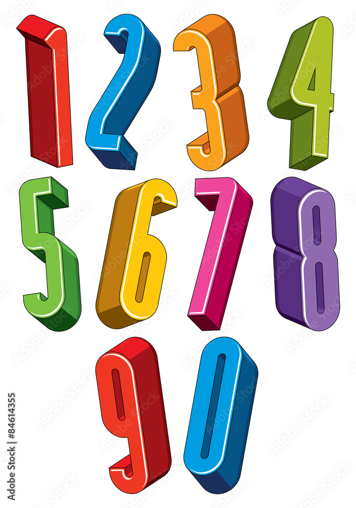 3d extra tall numbers set made with round shapes. 3d extra tall numbers set made with round shapes.