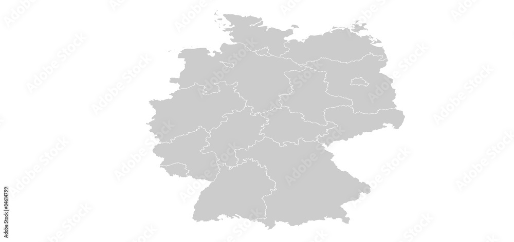 Deutschlandkarte grau mit weißen Grenzen