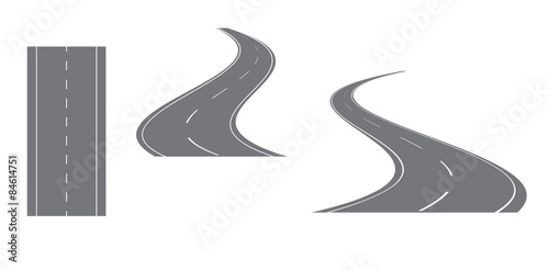 gray road with white markings - vector set