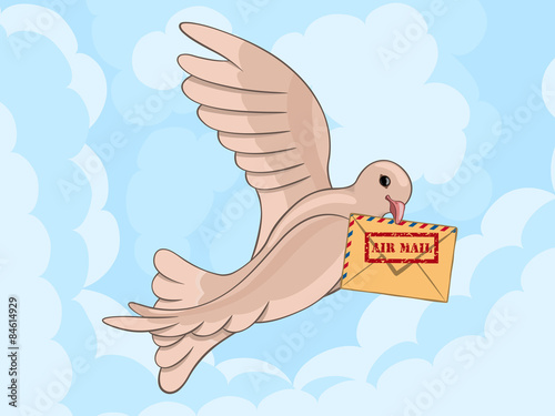 Carrier pigeon with envelop