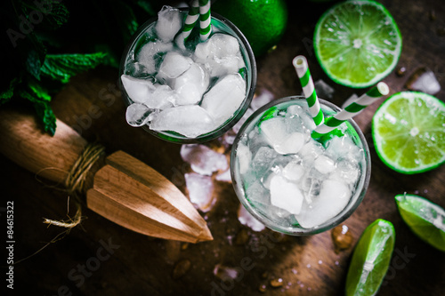 Chilled mohito on wooden background #84615322