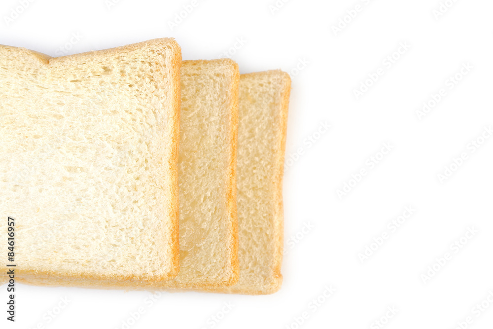 sliced bread isolated on white background.