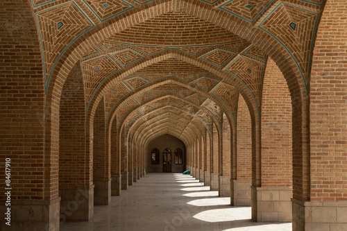 arched corridor in the Kabud mosque in Tabriz, Iran