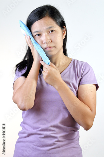 Head cold or Hot Therapy Woman.