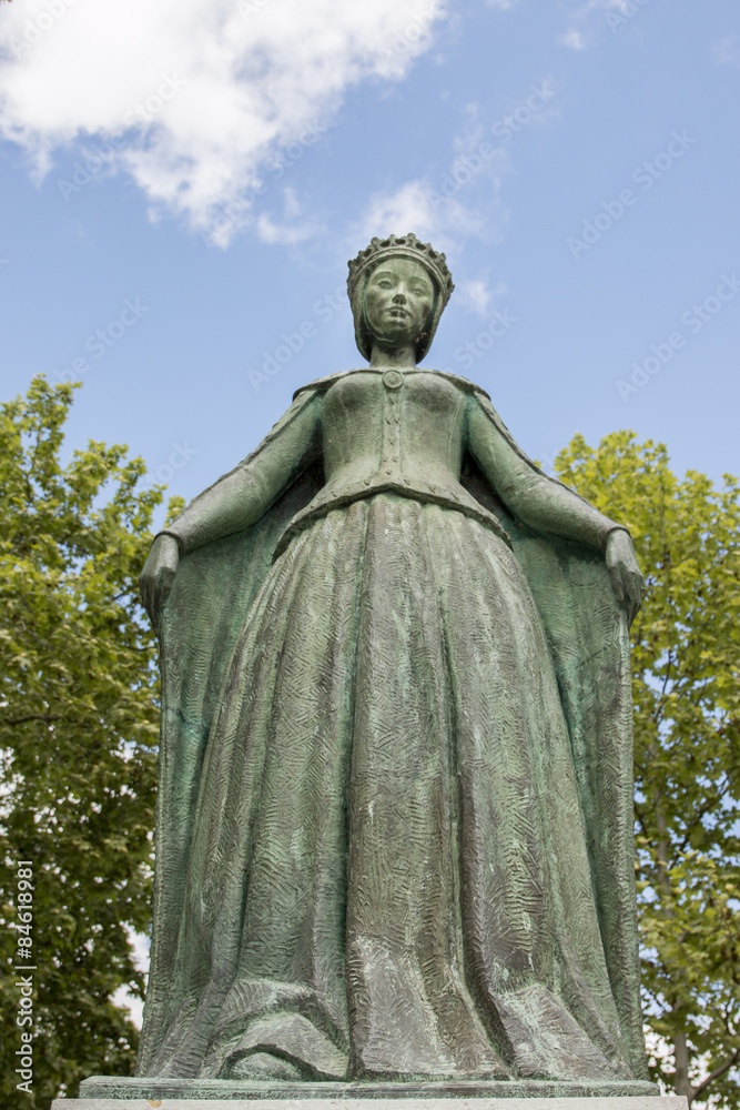 Statue of the Queen Dona Leonor de Avis located in Beja, Portugal.