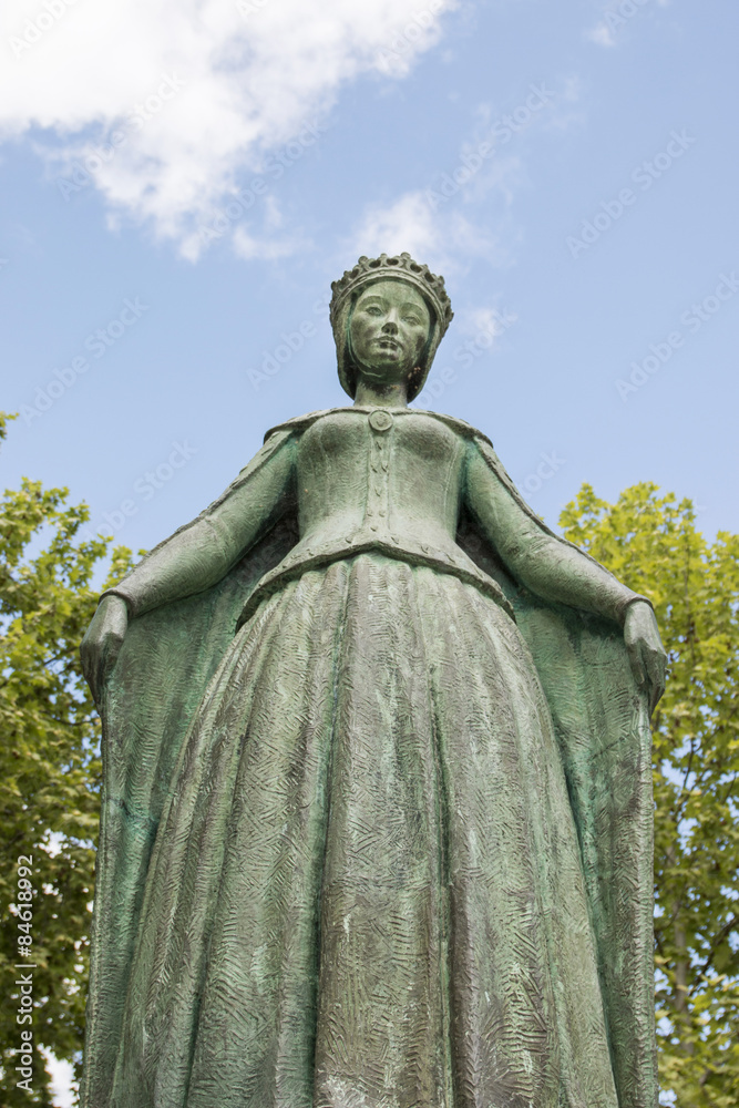 Statue of the Queen Dona Leonor de Avis located in Beja, Portugal.