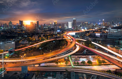 Morning city and highway bangkok thailand