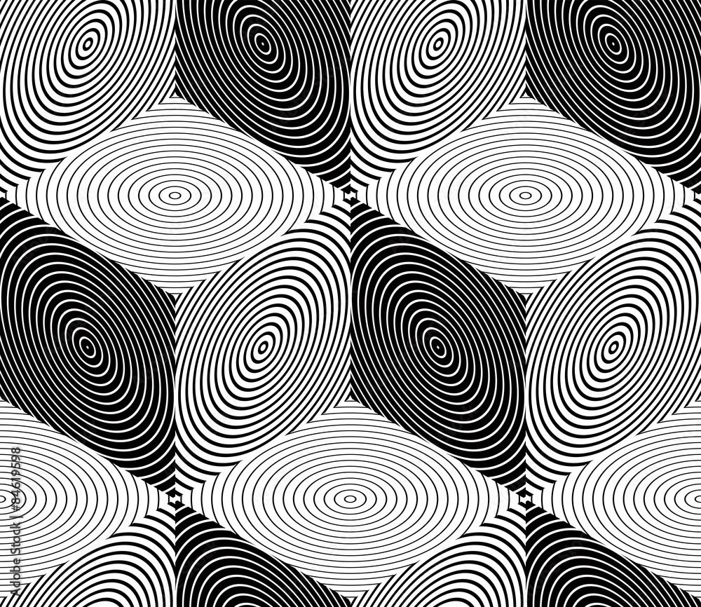 Contrast black and white symmetric seamless pattern with interwe