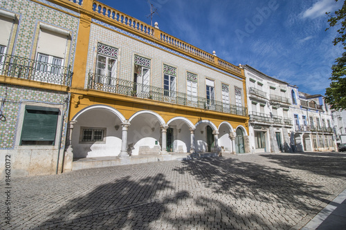View of typical building architecture of the city of Beja, Portugal.