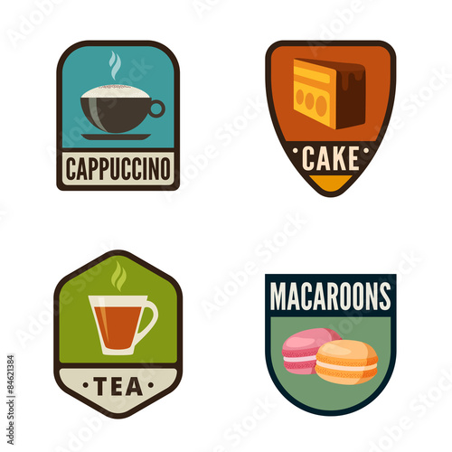 Coffee Candy Shop Vintage Labels vector icon design collection.
