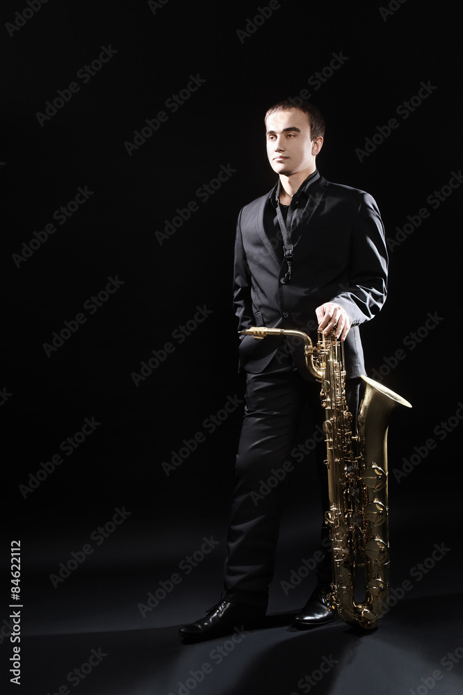 Naklejka premium Jazz man Saxophone Player Saxophonist