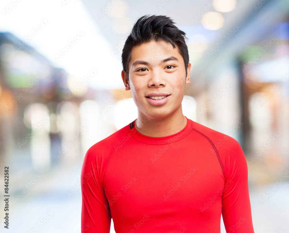 happy chinese-sport-man standing happy chinese-sport-man standing