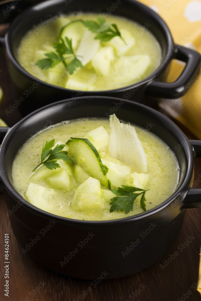 cold cucumber soup with herbs