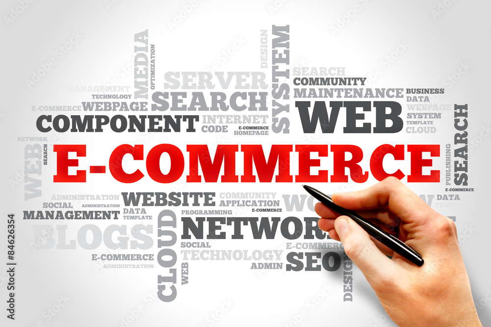 E-COMMERCE word cloud, business concept E-COMMERCE word cloud, business concept