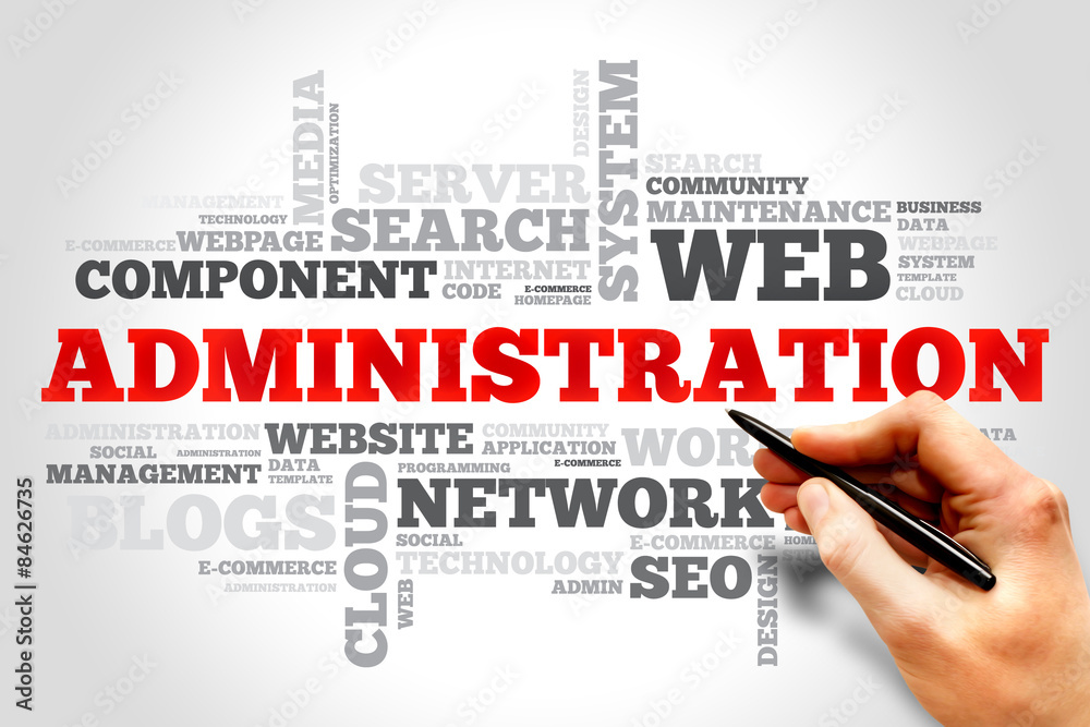 Administration word cloud, security concept Administration word cloud, security concept