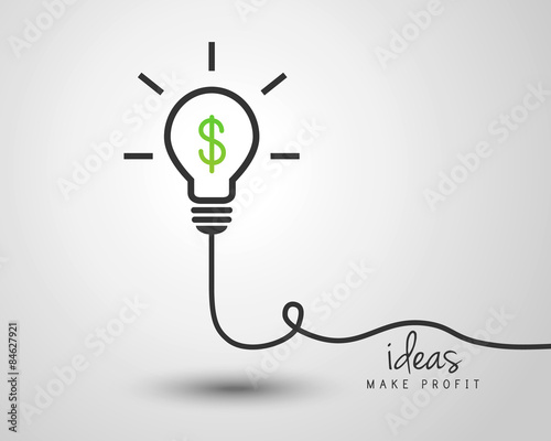 Lightbulb with dollar symbol as idea and success concept